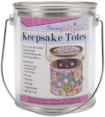 Darice Keepsake Totes Clear Paint Can 4"X5"