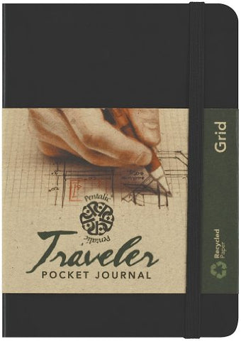 Pentalic Grid Traveler Pocket Journal, 6 by 4-Inch, Black