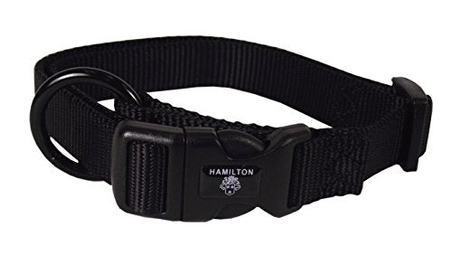 Hamilton Adjustable Nylon Dog Collar, Black, 1" x 18-26"