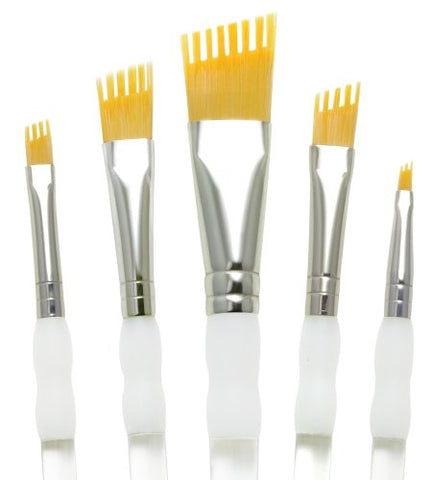 Aqualon Royal and Langnickel Wisp Short Handle Paint Brush Set, Angular, 5-Piece