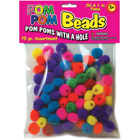 Pom-Pom Beads .5" & 1" 75/Pkg