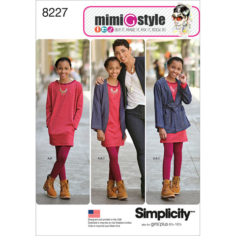 Simplicity Mimi G Style Girls & Girls Plus Jacket Dress