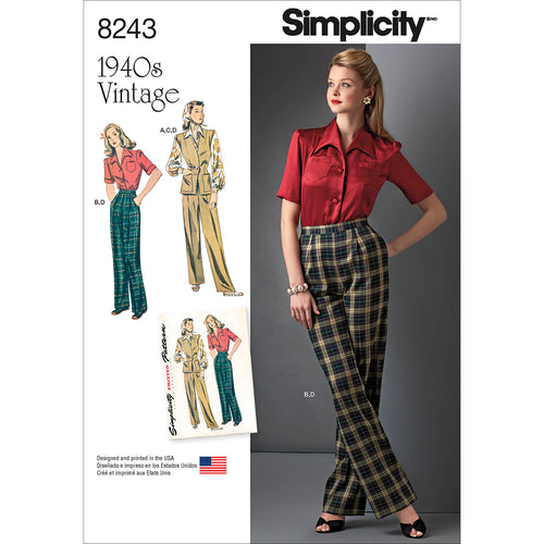 Simplicity Misses 1940S Vintage Blouse Vest & Pants