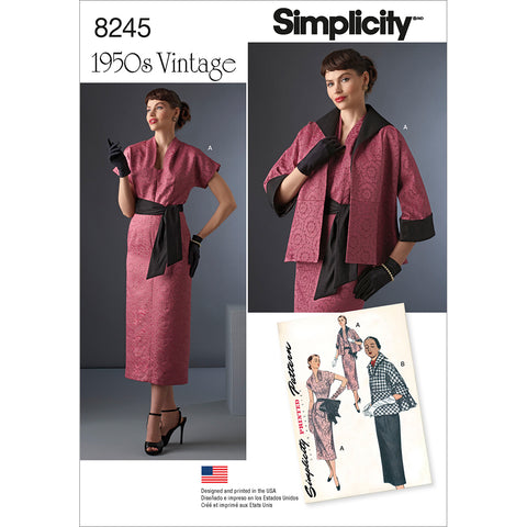 Simplicity Misses 1950S Vintage Dress Sash & Lined Jacket