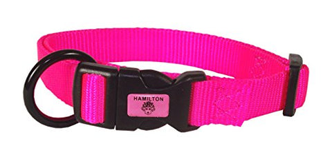 Hamilton Adjustable Nylon Dog Collar, Hot Pink, 5/8" x 12-18"