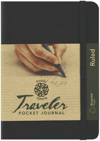 Pentalic Ruled Traveler Pocket Journal, 6 by 4-Inch, Black