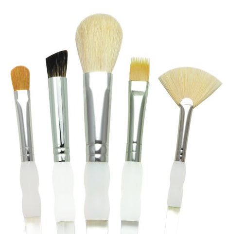 Royal Brush Soft Grip Textured Golden Taklon Fiber Paint Brush Set, Assorted Size, Set of 5,Silver