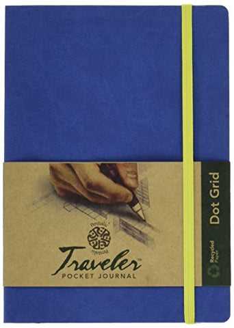 Pentalic Art Acid Free Dot Grid Travelers Sketch Book, 6 x 8-inch, Demin Blue