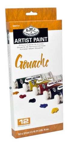 Royal & Langnickel Gouache Color Artist Tube Paint, 21ml, 12-Pack
