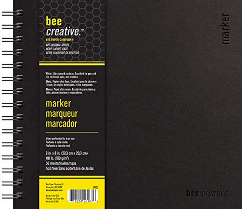 Bee Paper Company BEE-20003 Creative Marker Book, 8" x 8", 8-inch x 8-inch, 50 Sheet Art Journal