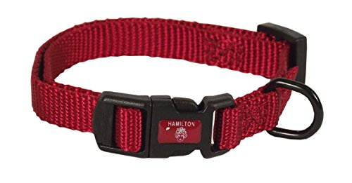 Hamilton Adjustable Nylon Dog Collar, Red, 3/8" x 7-12"