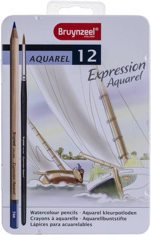 Bruynzeel Expression Watercolour Pencil Set W/Tin 12/Pkg