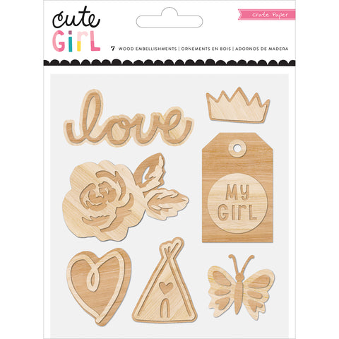 Cute Girl Wood Veneer Shapes 7/Pkg