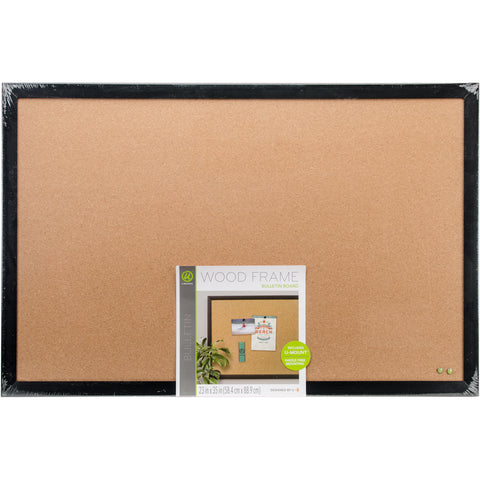 Cork Bulletin Board With Black Wood Frame 1/Pkg