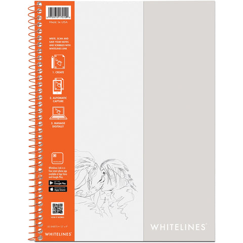 Whitelines Wirebound Plain Sketch Paper Notebook 12"X9"