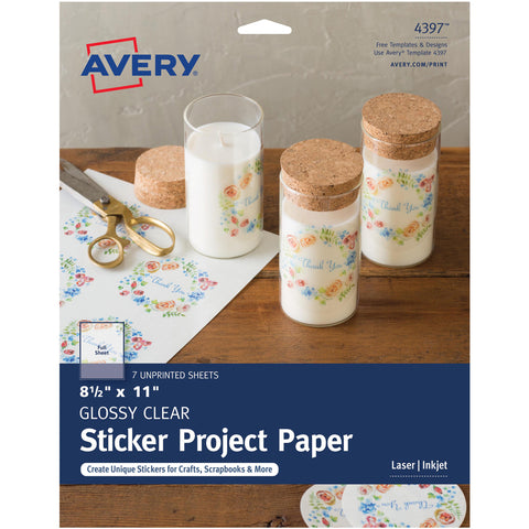 Full-Sheet Sticker Project Paper 8.5"X11" 7 Sheets