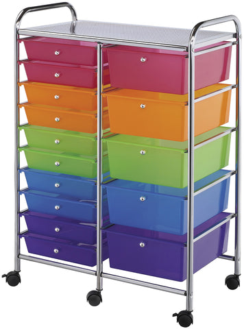 Alvin Rolling Double Storage Cart W/15 Drawers
