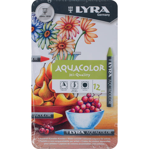 Lyra Aquacolor Water-Soluble Crayons 12/Pkg