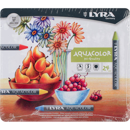 Lyra Aquacolor Water-Soluble Crayons 24/Pkg