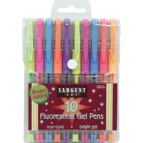 Sargent Art Fluorescent Gel Pen Set 10/Pkg