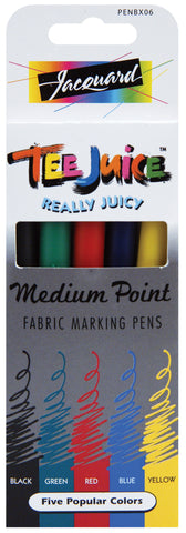Jacquard Products Tee Juice Medium Point Fabric Pens 5/Pkg