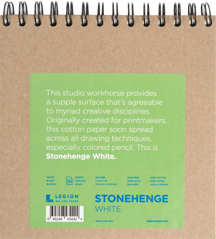 Stonehenge Spiral Paper Pad 7"X7" 32 Sheets/Pkg