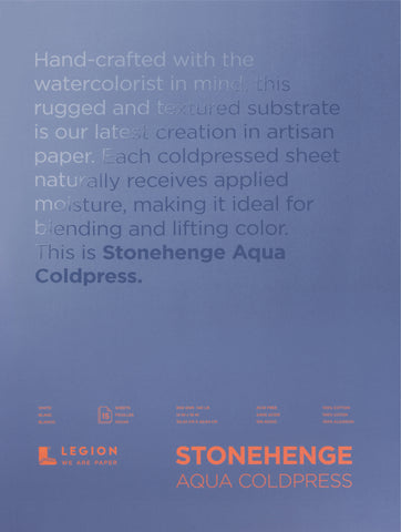 Stonehenge Aqua Block Coldpress Pad 12"X16" 15 Sheets/Pkg
