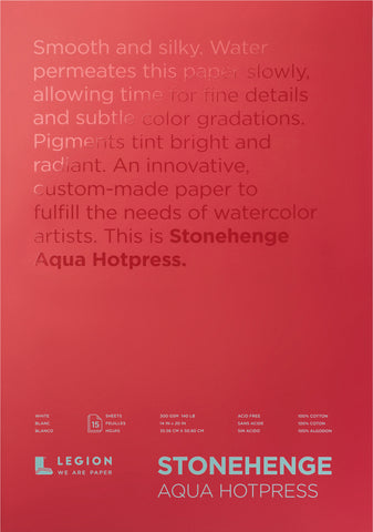 Stonehenge Aqua Block Hotpress Pad 12"X16" 15 Sheets/Pkg