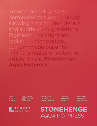 Stonehenge Aqua Block Hotpress Pad 9"X12" 15 Sheets/Pkg