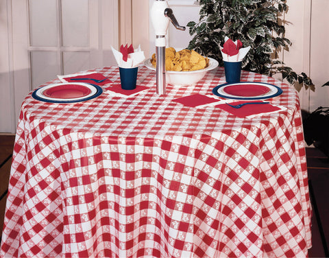 Gingham Plastic Tablecover 82" Octy-Round