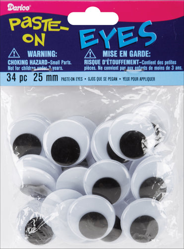 Paste-On Wiggle Eyes 25mm 34/Pkg