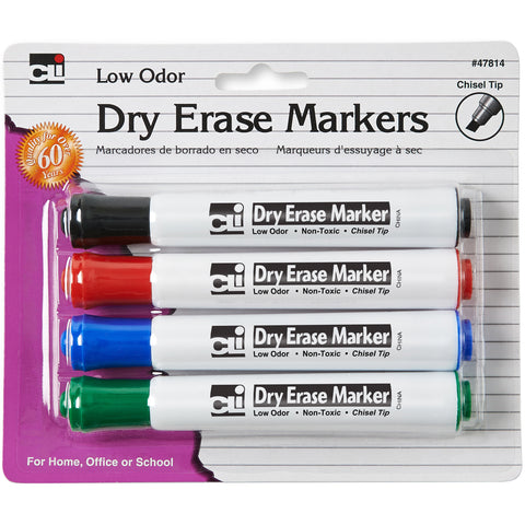 Dry Erase Chisel Tip Markers 4/Pkg