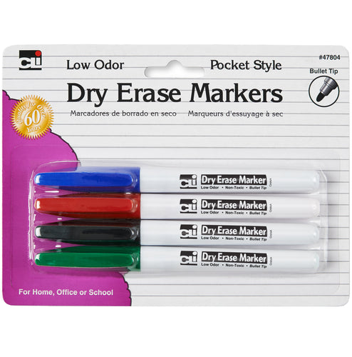 Dry Erase Bullet Tip Markers 4/Pkg