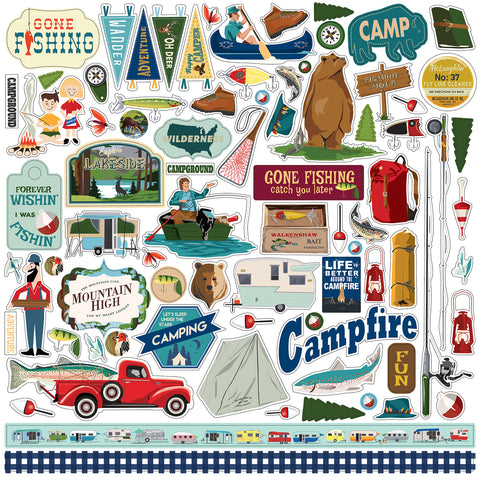 Gone Camping Cardstock Stickers 12"X12"