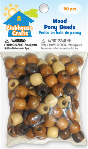 Clubhouse Crafts Wood Pony Beads 90/Pkg