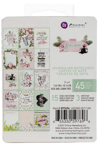 Prima Marketing Havana Journaling Cards Pad 3"X4" 45/Pkg