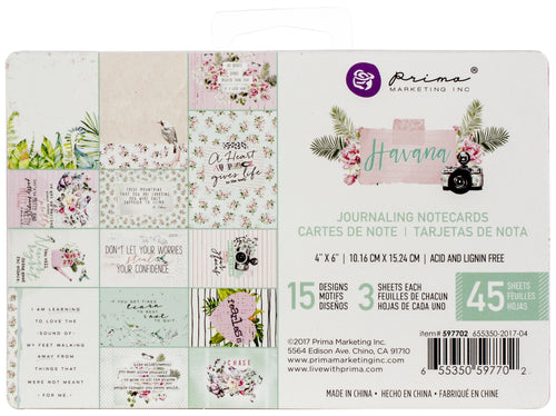 Prima Marketing Havana Journaling Cards Pad 4"X6" 45/Pkg