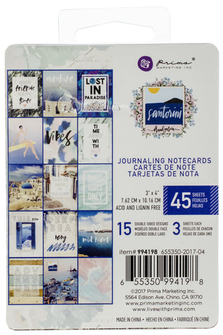 Prima Marketing Santorini Journaling Cards Pad 3"X4" 45/Pkg