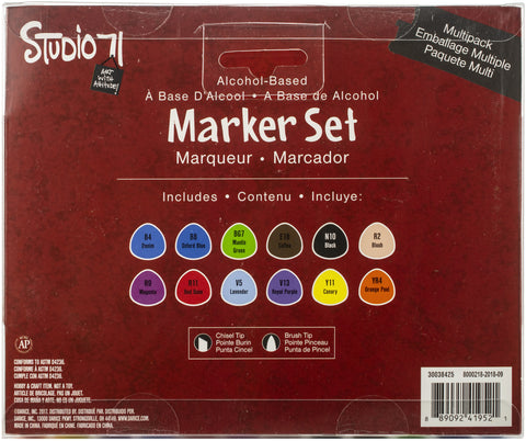 Studio 71 Alcohol Ink Dual Tip Marker Set 12/Pkg