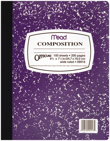 Mead Composition Wide Ruled Notebook 9.75"X7.5"