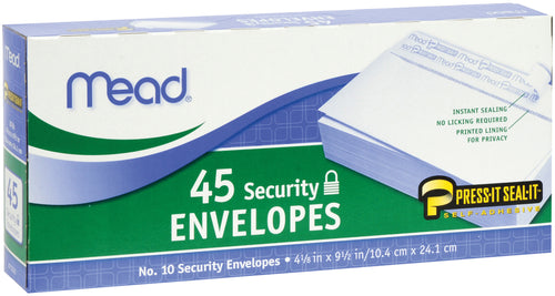 Mead Boxed Peel & Stick Envelopes 4.125"X9.5" 45/Pkg