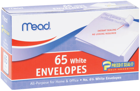 Mead Boxed Peel & Stick Envelopes 3.625"X6.5" 65/Pkg