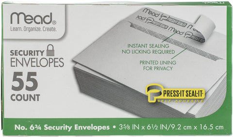 Mead Boxed Peel & Stick Envelopes 3.625"X6.5" 55/Pkg