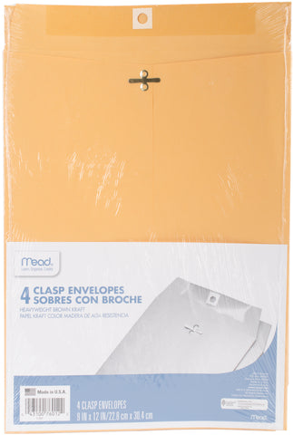 Mead Clasp Envelopes 9"X12" 4/Pkg