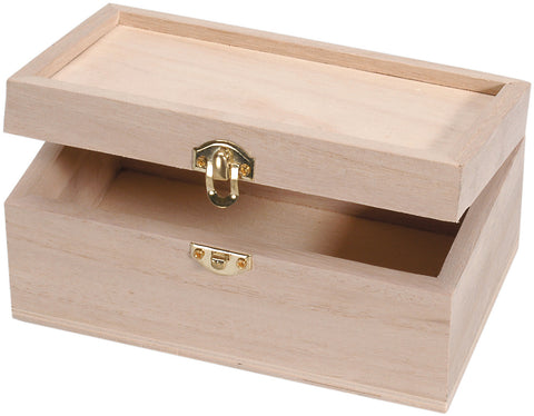 Wood Hinged Box W/Clasp & Recessed Lid