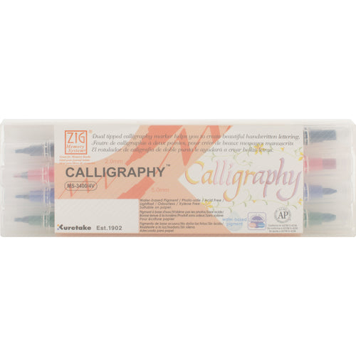 ZIG Memory System Calligraphy Dual-Tip Markers 4/Pkg