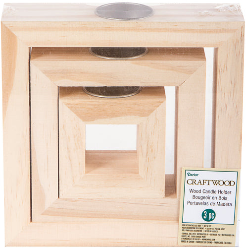 Wood Candle Holders 3/Pkg