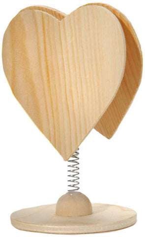 Wood Heart Clip On Spring W/Stand