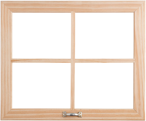 Wood Window W/4 Panes W/Plastic Inserts
