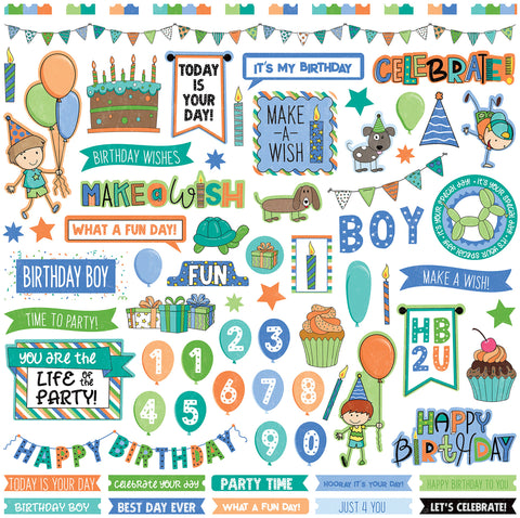 Birthday Boy Wishes Stickers 12&quot;X12&quot;